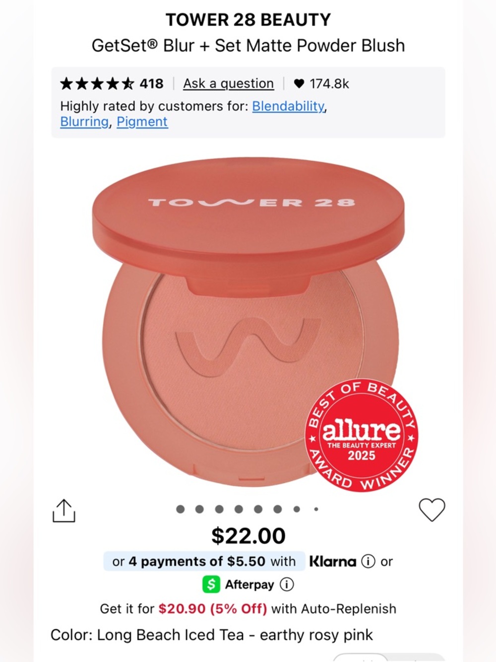 Tower 28 Blush — Long Beach Iced Tea Rosy Peach